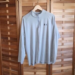 Under Armour Long Sleeve Gray Shirt 1/4 Zip Pull Over Shirt Men XL Polyester